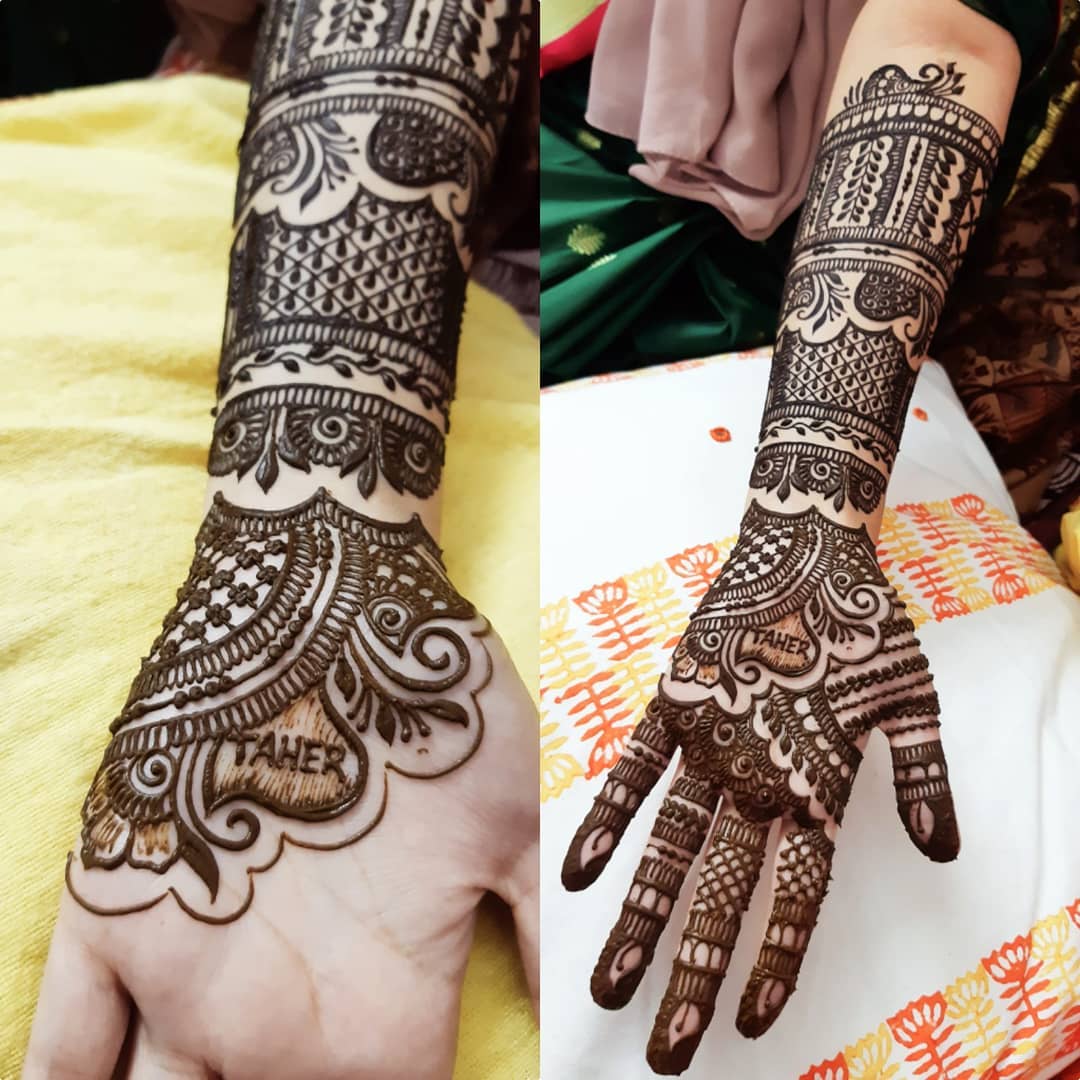 Simple Bharwa Mehndi Design